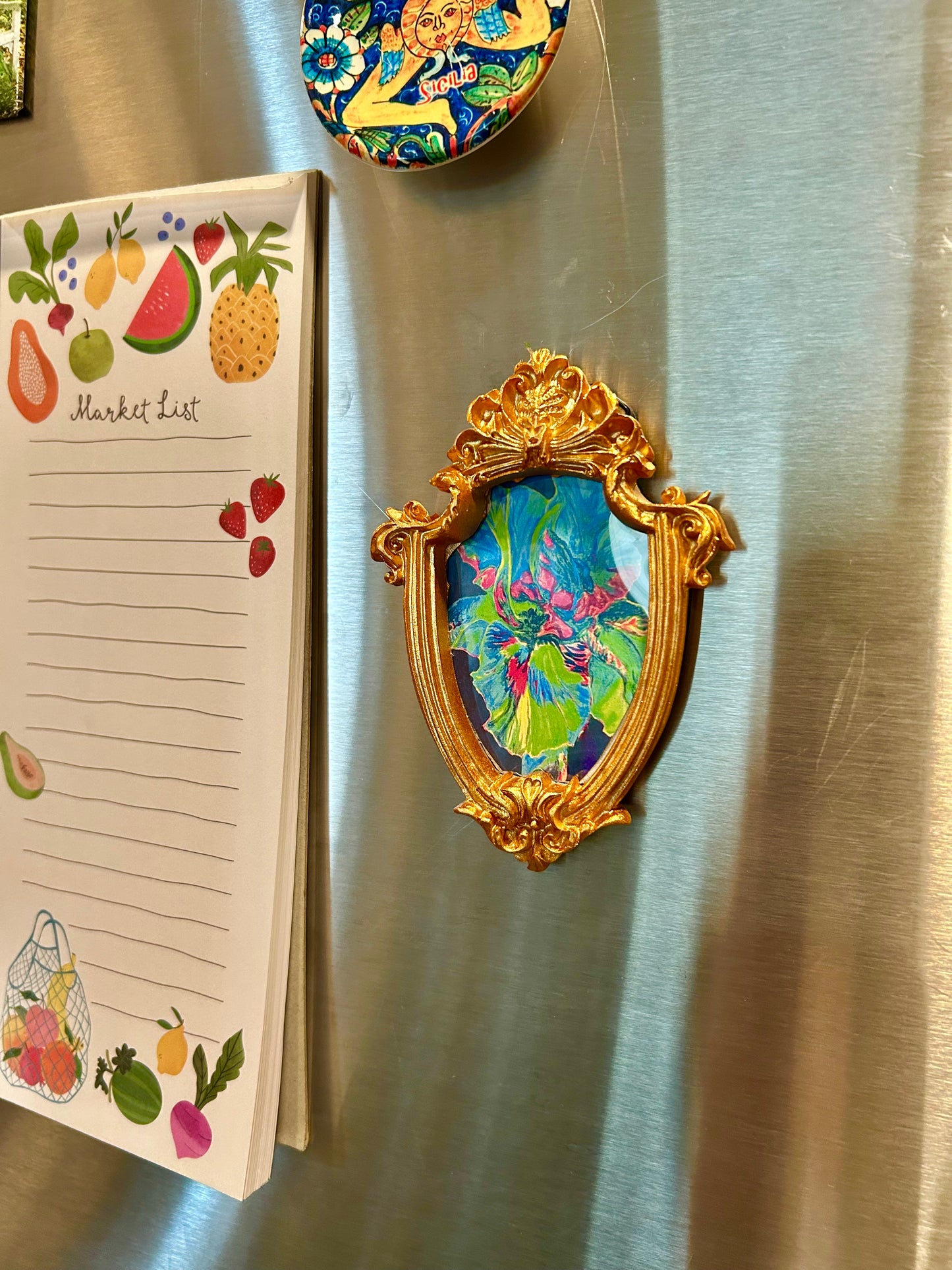 FLEURescent Iris Miniature Art Magnet